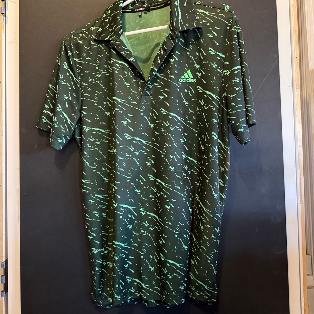 Adidas Men's Green and Black Polo Shirt